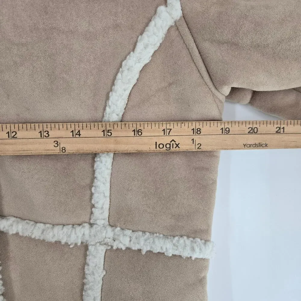 L.L.Bean Girls Vintage Tan Faux Suede Sherpa Lined Hooded Winter Coat XL - Picture 10 of 11